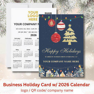 2026 Calendar Business Logotyp QR Festive Julkort