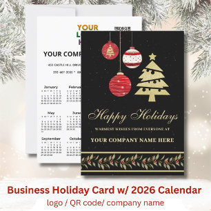 2026 Calendar Business Logotyp QR Festive Julkort
