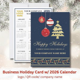 2026 Calendar Business Logotyp QR Festive Julkort