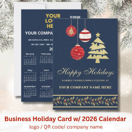 2026 Calendar Business Logotyp QR Festive Julkort