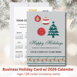 2026 Calendar Business Logotyp QR Festive Julkort