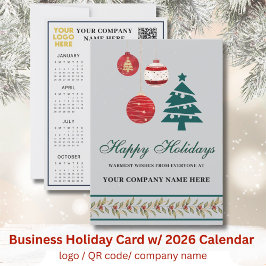 2026 Calendar Business Logotyp QR Festive Julkort