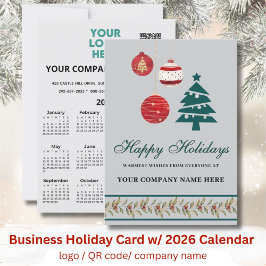 2026 Calendar Business Logotyp QR Festive Julkort