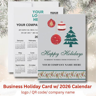 2026 Calendar Business Logotyp QR Festive Julkort