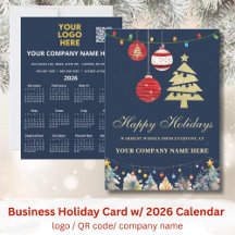 2026 Calendar Business Logotyp QR Festive