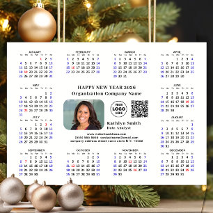 2026 Calendar Business Logotyp QR Modern Black Sim