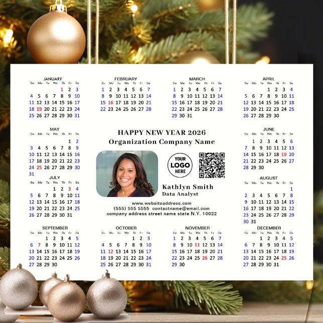 2026 Calendar Business Logotyp QR Modern Black Sim (Skapare uppladdad)