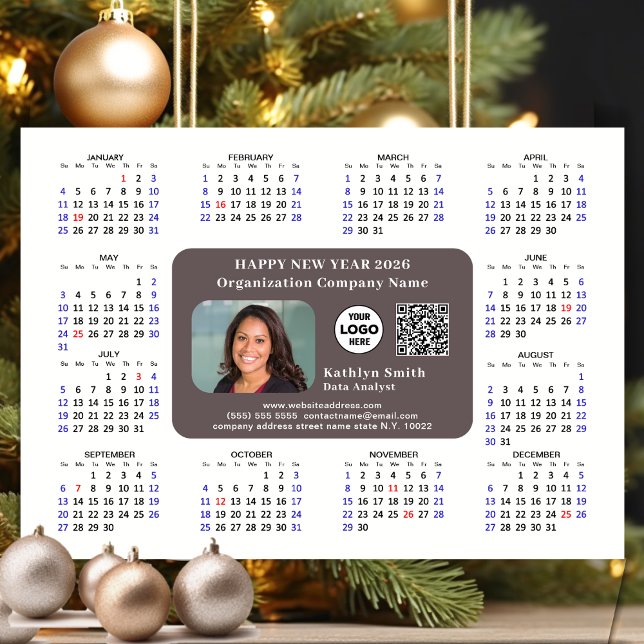 2026 Calendar Business Logotyp QR Modern Magnetic (Skapare uppladdad)