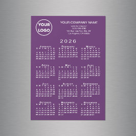 2026 Calendar Business Logotyp Text Lila Magnet