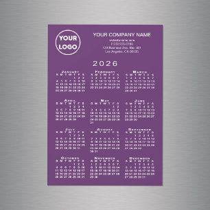 2026 Calendar Business Logotyp Text Lila Magnet