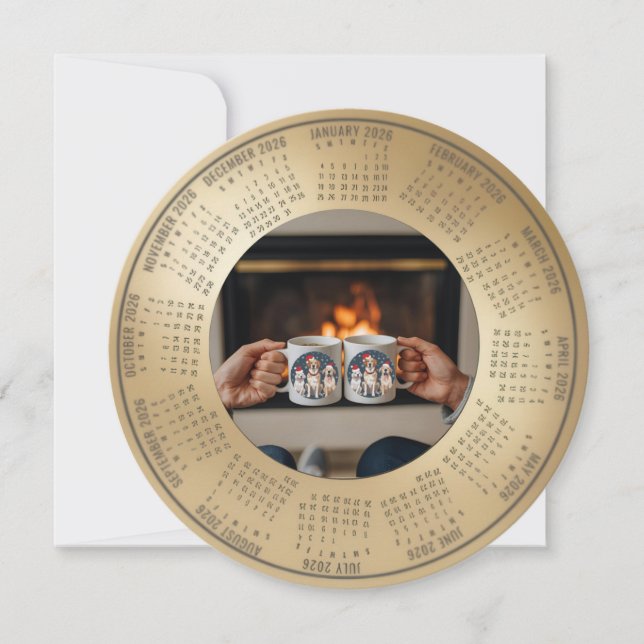 2026 Calendar Christmas with pets Holiday Card Julkort (Framsida)