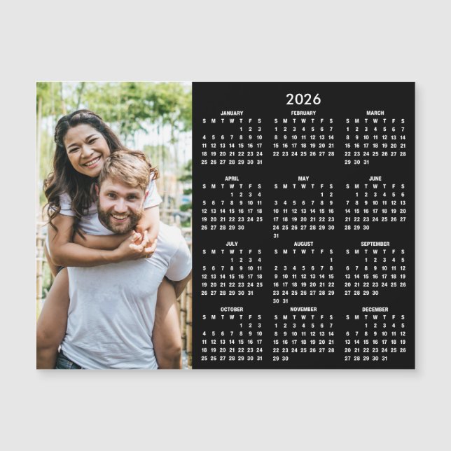2026 Calendar Classic Modern Photo Magnet (Framsida)