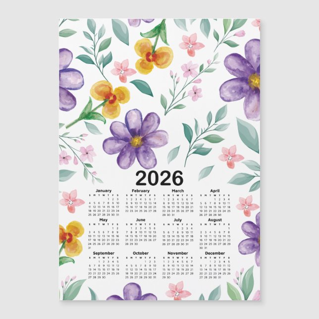 2026 Calendar Colorful Blommigt Botanical Garden (Framsida)