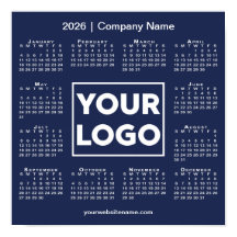 2026 Calendar Company Logotyp and Namn Navy Blue