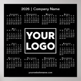 2026 Calendar Company Logotyp och Namn Black Poster