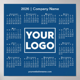 2026 Calendar Company Logotyp och Namn Blue Poster