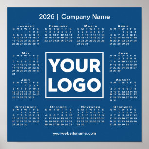 2026 Calendar Company Logotyp och Namn Blue Poster