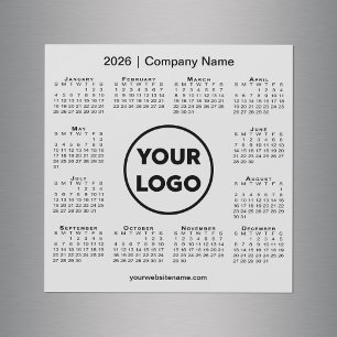 2026 Calendar Company Logotyp on Light Grått Magne
