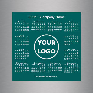 2026 Calendar Company Logotyp on Teal Grönt Magnet