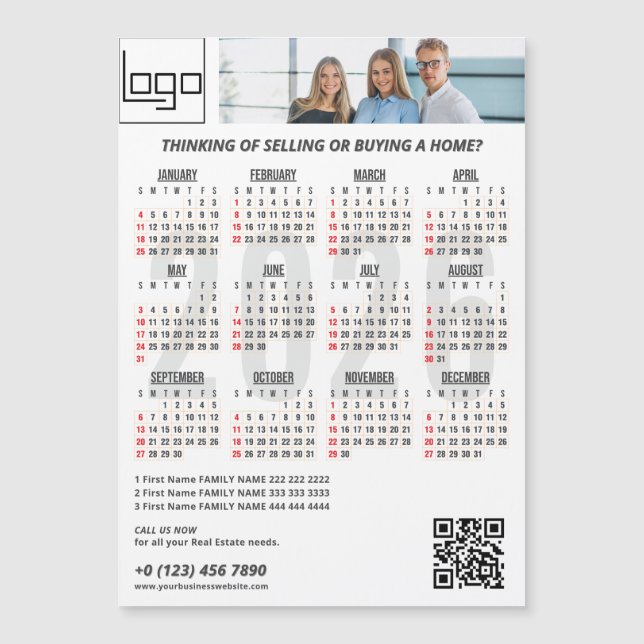 2026 Calendar Company Logotyp QR Code Burgundy Pho (Framsida)