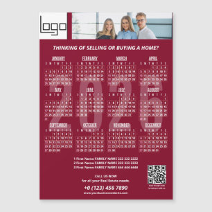 2026 Calendar Company Logotyp QR Code Burgundy Pho