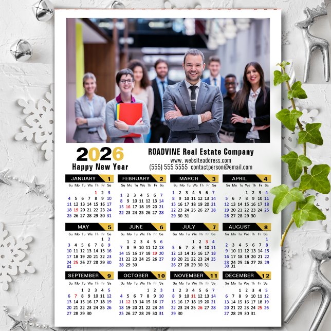 2026 Calendar Corporate Photo Black Simple Magnet (Skapare uppladdad)