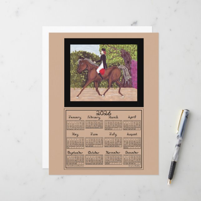 2026 Calendar Dressage Horse Sport Fabric Font (Fram/Back In Situ)