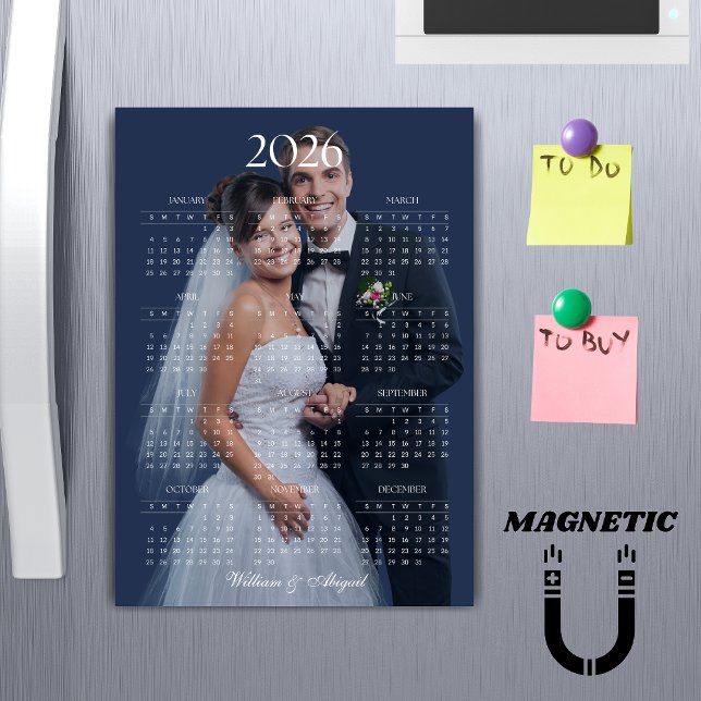 2026 Calendar Editable Color Custom Photo Magnet (Skapare uppladdad)