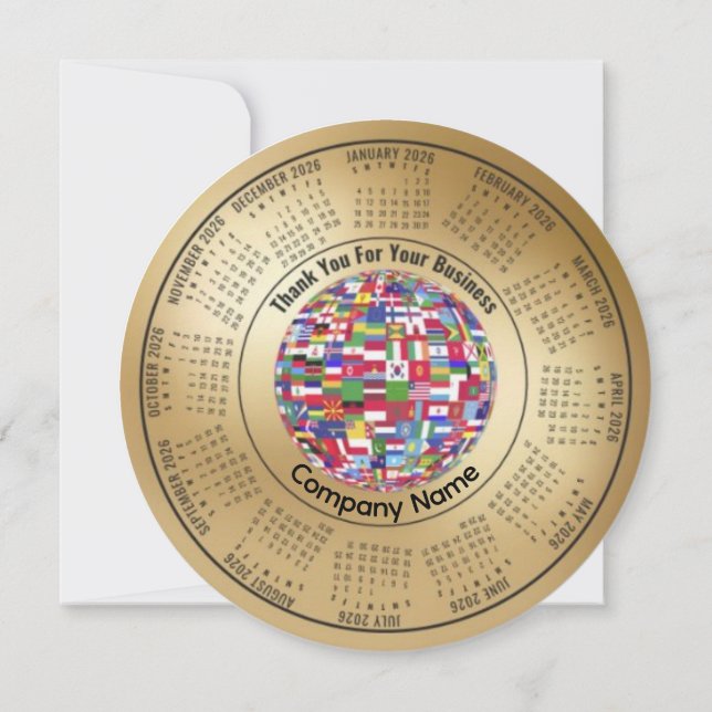 2026 Calendar Editable Thank You For Your Business Julkort (Baksida)