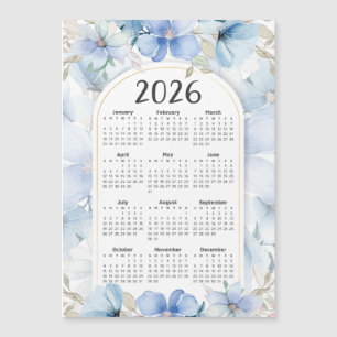 2026 Calendar Elegant Blue Blommigt Garden