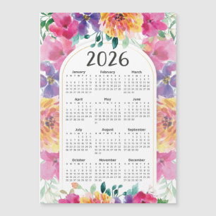 2026 Calendar Elegant Colorful Blommigt Garden