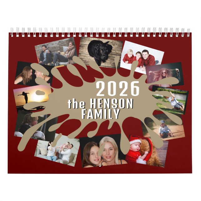 2026 Calendar Färg Stänk Anpassningsbar Photo Coll Kalender (Omslag)