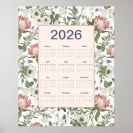 2026 Calendar Flowers Butterflies Poster