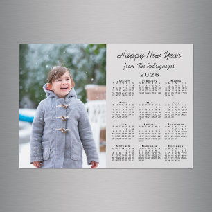 2026 Calendar Gott nytt år Photo Grått Magnet