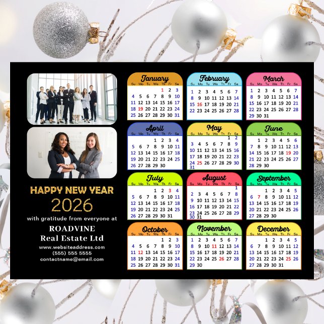 2026 Calendar Guld Black Business 2 Photo Magnetic (Skapare uppladdad)