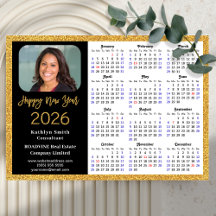 2026 Calendar Guld Black Business Photo Magnetic