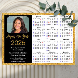 2026 Calendar Guld Black Business Photo Magnetic
