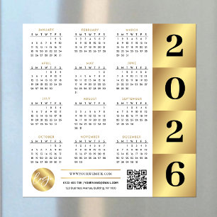 2026 Calendar Guld Business Logotyp QR Code Markna
