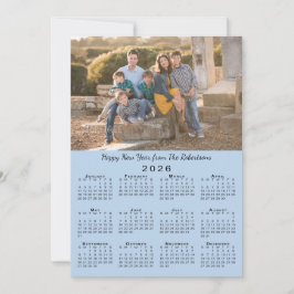 2026 Calendar Light Blue 2 Photos Gott nytt år Julkort