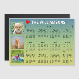 2026 Calendar Light Blue Photo Collage Magnet