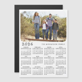 2026 Calendar Magnet Family Photo White Black