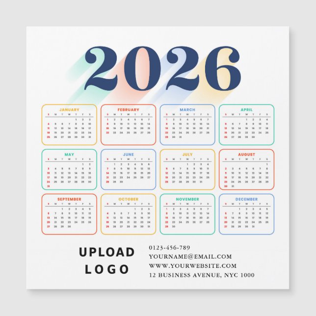2026 Calendar Minimal Modern Elegant Custom Logo (Framsida)