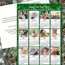 2026 Calendar Modern Family 12 Photo Grönt Glitter