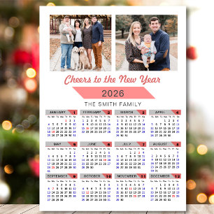2026 Calendar Modern Rosa Family 2 Photo Magnetic