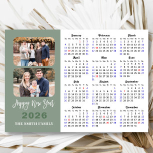 2026 Calendar Modern Sage Grönt 2 Photo Magnetic