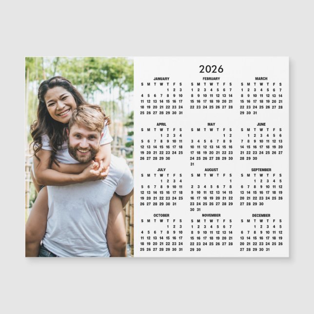2026 Calendar Modern Simple Photo Magnet (Framsida)