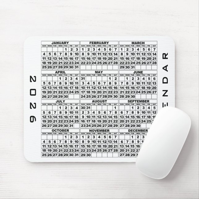 2026 Calendar Mousepad White Musmatta (Med mus)