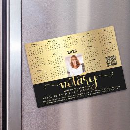 2026 Calendar Notary Black Guld QR Code Magnet