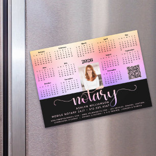 2026 Calendar Notary Black Rosa QR Code Magnet
