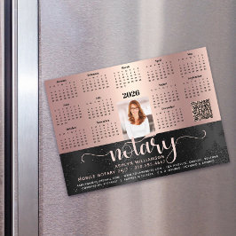 2026 Calendar Notary Black Rosa QR Code Magnet